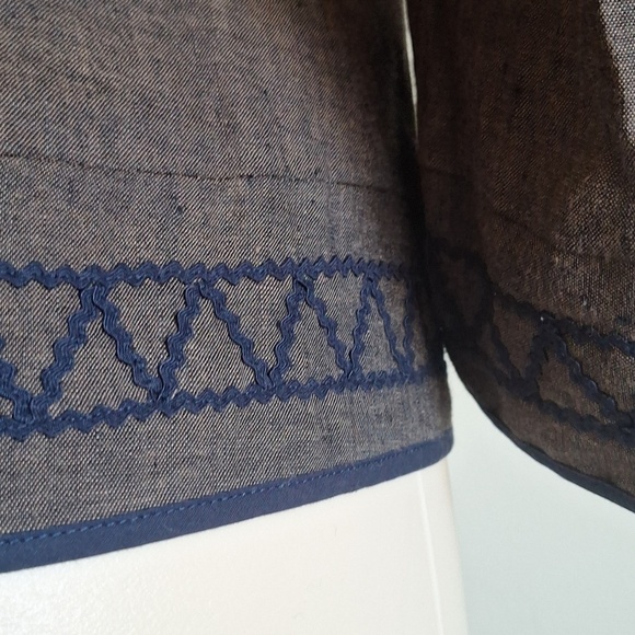 BCBGMAXAZRIA Embroidered Linen Cotton Belted Blazer Jacket Size XS Boho Chic - Picture 9 of 12